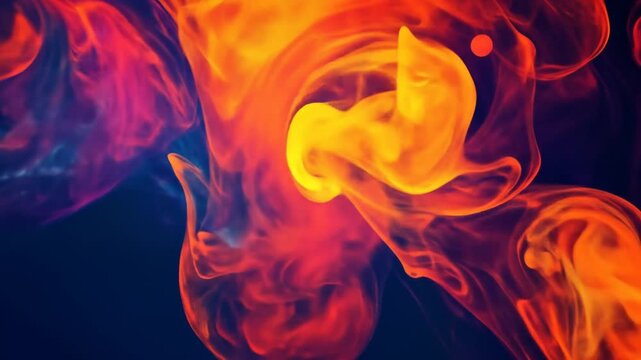 Abstract colorful smoke flowing dynamically against a dark background to create a captivating