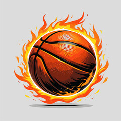 fiery basketball vector image