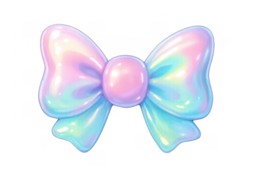 Iridescent glossy bow a y2k aesthetic element