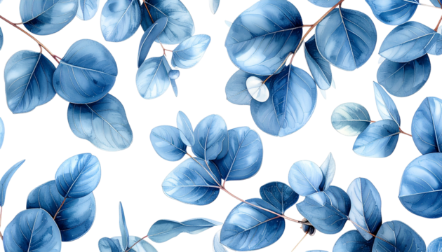 Digital blue foliage on black background, creating a seamless pattern - Powered by Adobe