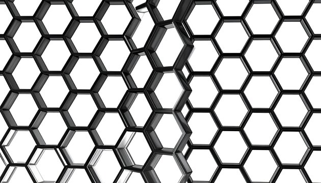 Abstract close-up of a honeycomb-like structure with a white background - Powered by Adobe