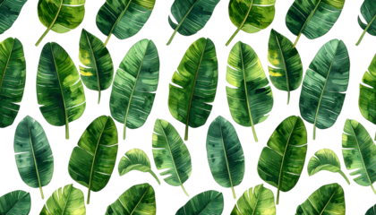 Watercolor tropical leaves pattern against a black background