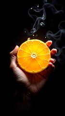 orange in water splash