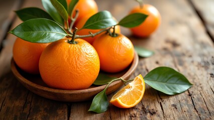 oranges on wooden table