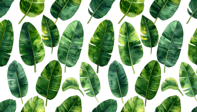 Watercolor tropical leaves pattern against a black background - Powered by Adobe