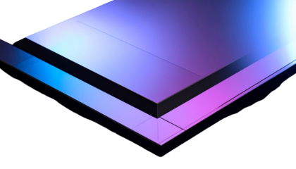 Geometric corner of layered surfaces, gradient color shift