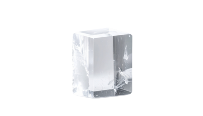 Translucent, rectangular block with subtle internal imperfections