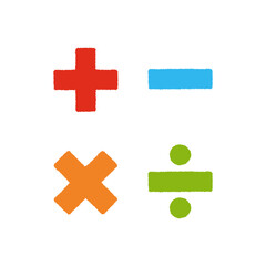 計算 記号 手描き パステル アイコン セット イラスト