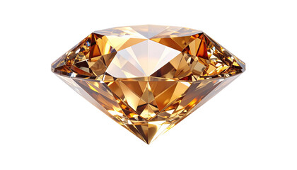Radiant, golden gemstone with intricate facets, set against a black background