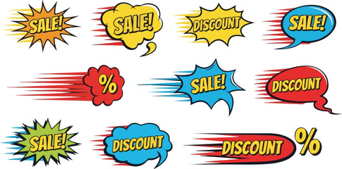 Dynamic Sale and Discount Badges Set for Promotional Design and Marketing Materials