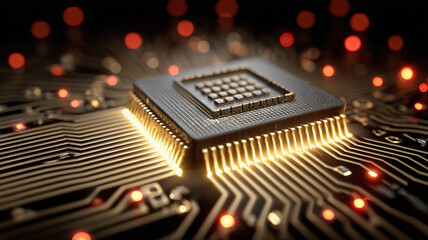 Advanced computer processor mounted on a circuit board illustrating high performance computing, artificial intelligence and modern technology infrastructure.

