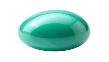 Smooth, glossy, oval object with teal coloring, set against black