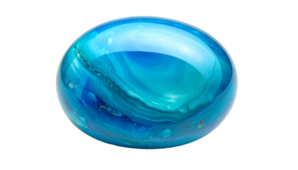 Swirling, translucent blue orb against black, mesmerizing layers and hues