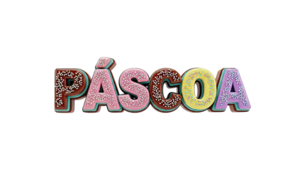 Easter word Pascoa in colorful 3D letters