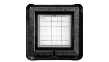 Black cube structure with an inner grid illuminated in grayscale