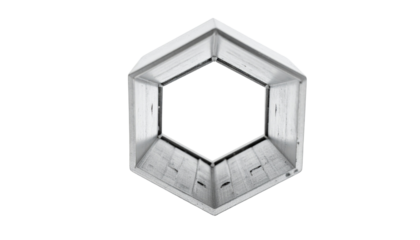 Geometric structure with a hexagonal void, viewed from below