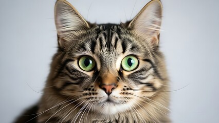 Obraz premium Peaceful sleeping cat on white bed, cozy home interior, soft daylight, minimal style, high realism