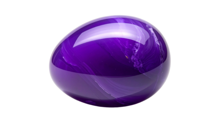 Glossy, amorphous, purple egg shape with internal, swirly light patterns