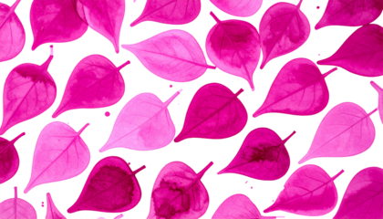 Vibrant pink leaves scattered on black, creating a bold, graphic pattern