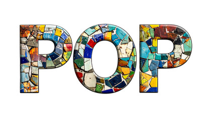 POP" mosaic text against black background