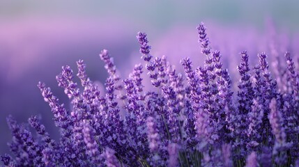 Fototapeta premium Blurred Lavender Field Background with Purple Violet Soft Focus.
