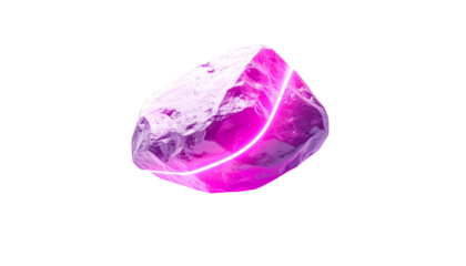Glowing pink crystal on black, with internal detail and white outline