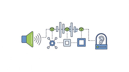 Voice Recognition and Audio Signal Processing Technology Vector Illustration