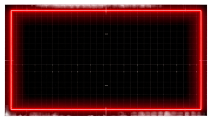 Rectangular frame glowing red on a dark grid, empty space in the middle