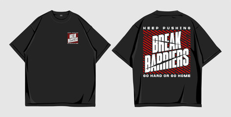 Break Barriers Motivational Typography T-Shirt Design with Bold Modern Style