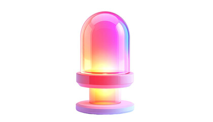 A glowing, stylized glass dome with vibrant color gradients on a black background