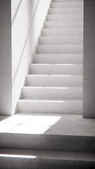 3D render of stair base with dramatic sunlight and shadows. Ideal for architectural visualization, interior design, and minimalist concept mockups with strong geometric contrast.