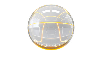 A glowing, transparent sphere with internal geometric lines against black