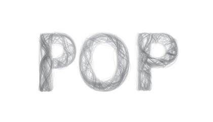 POP" written in a smoky, wispy style against a stark black background