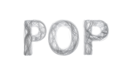 POP" written in a smoky, wispy style against a stark black background