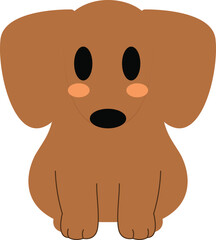 Adorable Flat Design Brown Dachshund Puppy Illustration