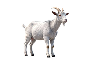 Fototapeta premium White Goat with Curved Horns Standing
