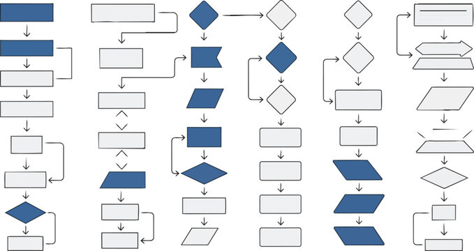 Collection of Flowchart Symbols and Diagrams.