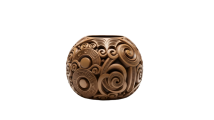 Intricate Maori carving sculpture art on transparent background