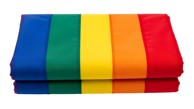 Vibrant rainbow colored fabric stack on transparent background - Powered by Adobe