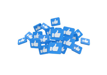 Obraz premium Pile of Blue Square Thumbs Up Icons in a Chaotic Arrangement