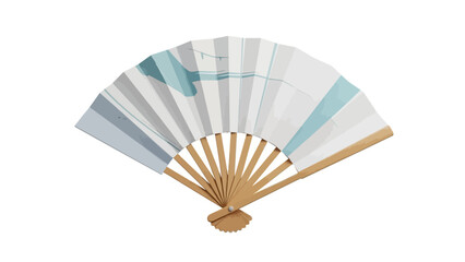Elegant Folding Fan with Artistic Blue and White Pattern