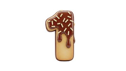 Number 1 Cookie with Chocolate Drizzle and Sprinkles