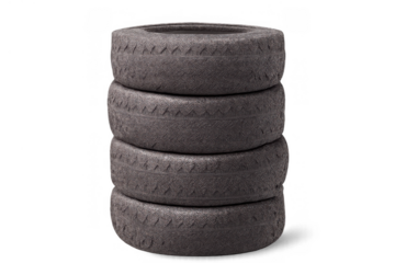 Stack of four black car tires with detailed tread pattern, symbolizing auto repair, transportation, and driving safety