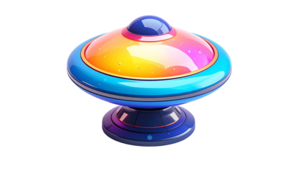 Stylized, illuminated futuristic object with a domed top and pedestal
