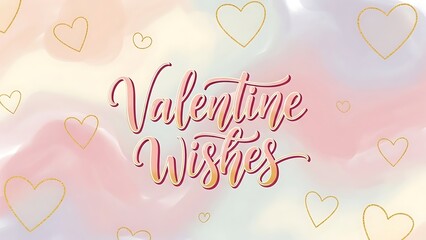 Valentine Wishes on a Pastel Background with Heart Illustrations
