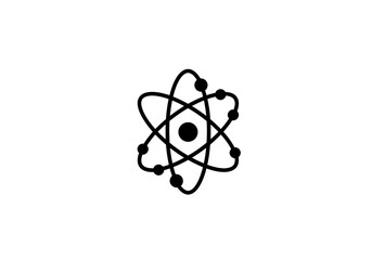 Simple Atomic Structure Depicted in Outline Form Against Black Background.
