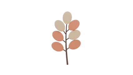 Stylized plant with oval leaves in peach and beige