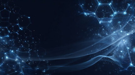 Futuristic blue network connections with glowing nodes and lines