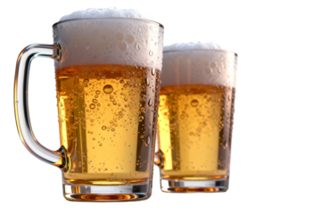 Two Glasses of Refreshing Golden Beer with Foam