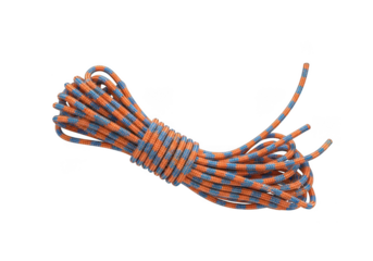 Coiled blue and orange climbing rope